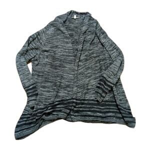 Eileen Fisher Marl Striped Open Front Knit Cardigan Sweater Organic Cotton 2X